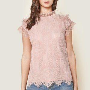 SUGARLIPS You Complete Me Lace Mock Neck Top - S NWT
